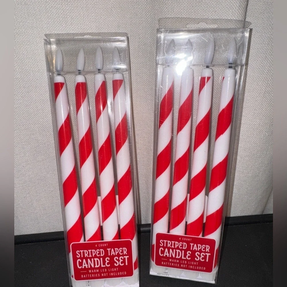 Striped taper candle set 2packs